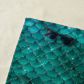 ティール（緑がかった色）グラデーショングラムマーメイドはかりで測パターン ビーチタオル (インサイチュ)