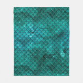 ティール（緑がかった色）グラデーショングラムマーメイドはかりで測パターン フリースブランケット (正面)