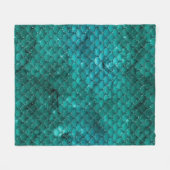 ティール（緑がかった色）グラデーショングラムマーメイドはかりで測パターン フリースブランケット (正面(横))