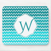 ティール(緑がかった色)グラデーションシボパーソナライズされたロン マウスパッド (正面)