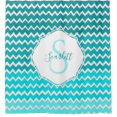 ティール(緑がかった色)グラデーションシャワパーソナライズされたーカーテン シャワーカーテン (正面)