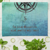 ティール（緑がかった色）グラデーションシー航海の キッチンタオル (折り畳み)