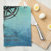 ティール（緑がかった色）グラデーションシー航海の キッチンタオル (四つ折り)