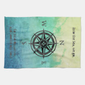 ティール（緑がかった色）グラデーションシー航海の キッチンタオル (横)