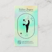 ティール（緑がかった色）グラデーションスターヨガインストラクタースタジオ先生 名刺 (正面)