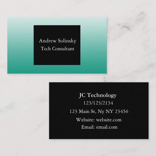 ティール（緑がかった色）グラデーション名刺 名刺 (正面/裏面)