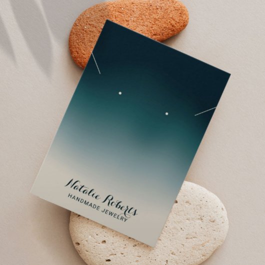 ティール(緑がかった色)グラデーション手作りジュエリーイヤリングディスプレイ