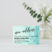 ティール(緑がかった色)グラデーション水彩新しいアドレス配布資料カード 名刺 (スタンド正面)