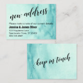 ティール(緑がかった色)グラデーション水彩新しいアドレス配布資料カード 名刺 (正面/裏面)