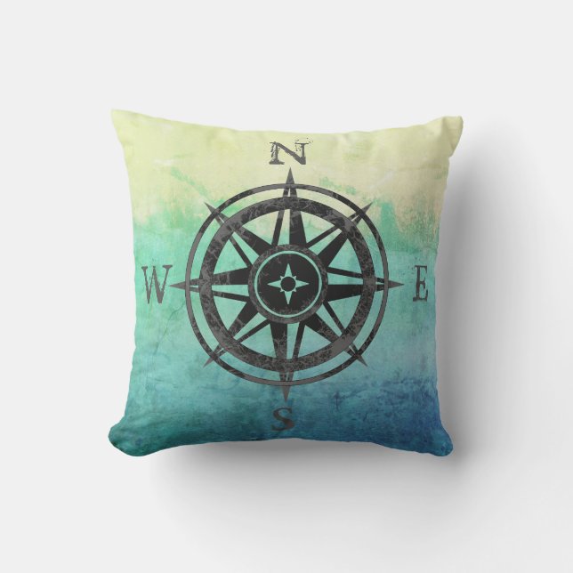 ティール（緑がかった色）グラデーション海 アウトドアクッション (正面)