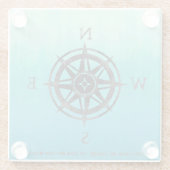 ティール（緑がかった色）グラデーション海 ガラスコースター (裏面)