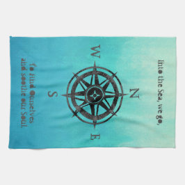 ティール（緑がかった色）グラデーション海 キッチンタオル