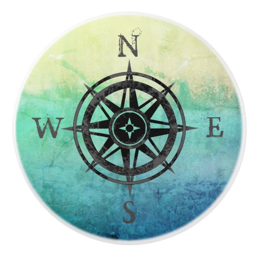 ティール(緑がかった色)グラデーション海 セラミックノブ (正面)