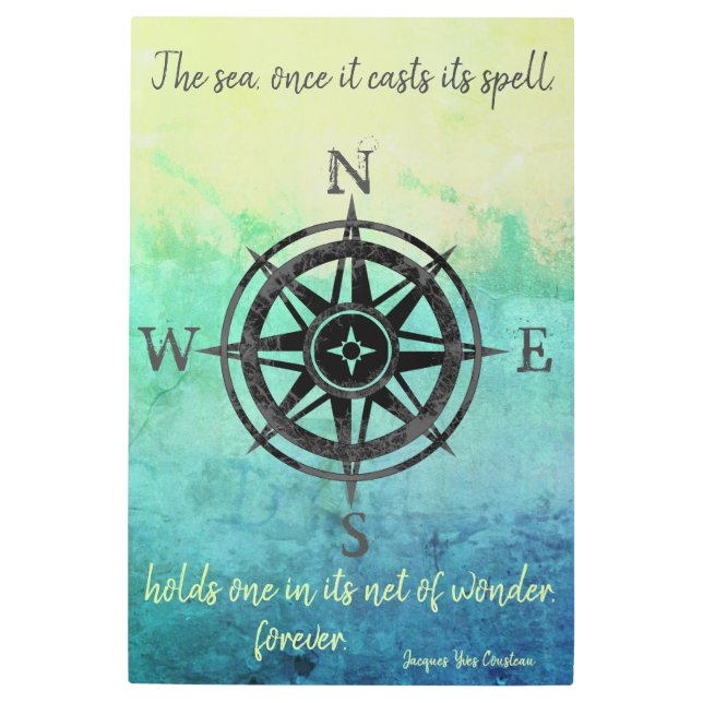 ティール（緑がかった色）グラデーション海 メタルプリント (正面)