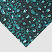 ティール(緑がかった色)グラデーション&ブラックグラムグリッターレオパードスポット 薄葉紙 (詳細)