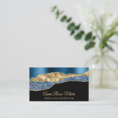 *~*ティール(緑がかった色)グラムアゲイト金ゴールドグリッターブラックQR 名刺 (スタンド正面)