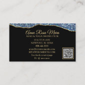 *~*ティール(緑がかった色)グラムアゲイト金ゴールドグリッターブラックQR 名刺 (裏面)