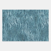 ティール（緑がかった色）グラムゼブラグリッター ラッピングペーパーシート (正面3)