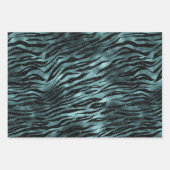 ティール（緑がかった色）グラムゼブラグリッター ラッピングペーパーシート (正面)