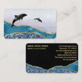 *~*ティール（緑がかった色）グラムビーチシードルフィンズ金ゴールドグリッター 名刺 (正面/裏面)