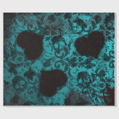 ティール（緑がかった色）グランジダマスクバレンタイン ラッピングペーパー (フラット)