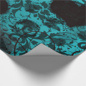 ティール（緑がかった色）グランジダマスクバレンタイン ラッピングペーパー (コーナー)