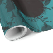 ティール（緑がかった色）グランジダマスクバレンタイン ラッピングペーパー (ロールコーナー)
