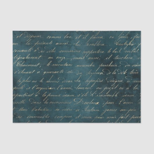 ティール（緑がかった色）グランジヴィンテージ書 薄葉紙 (正面)