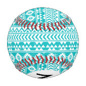 ティール(緑がかった色)グランジ部アステカ族パターン 野球ボール (裏面)