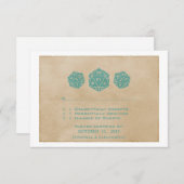 ティール(緑がかった色)グランジD20サイコロゲーマーレスポンスカード 出欠カード (正面/裏面)