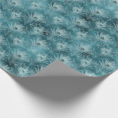 ティール（緑がかった色）グリジーピーコックフェザーズ ラッピングペーパー (角)