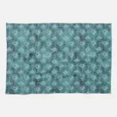 ティール(緑がかった色)グリッジグラムピーコックフェザー キッチンタオル (横)