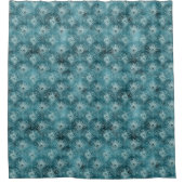 ティール（緑がかった色）グリッジグラムピーコックフェザー シャワーカーテン (正面)