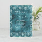 ティール（緑がかった色）グリッジグラムピーコックフェザー 招待状 (スタンド正面)