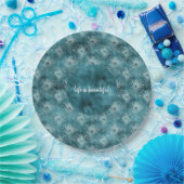 ティール（緑がかった色）グリッジーグラムピーコックフェザーズ ペーパープレート (パーティー)