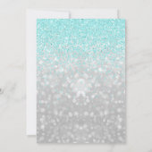 ティール(緑がかった色)グリッターとシルバースウィート16誕生日 招待状 (裏面)