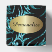 ティール(緑がかった色)グリッターとブラックデザインのお気に入り フェイバーボックス (上部)