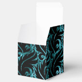 ティール(緑がかった色)グリッターとブラックデザインのお気に入り フェイバーボックス (オープン)