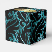 ティール(緑がかった色)グリッターとブラックデザインのお気に入り フェイバーボックス (裏面サイド)