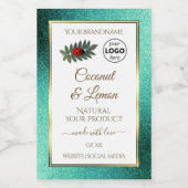 ティール(緑がかった色)グリッターとホワイトプロダクトラベルLadybugロゴ フードラベル (シングルラベル)