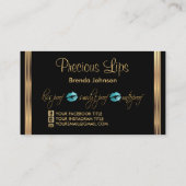 ティール(緑がかった色)グリッターと金ゴールド唇 名刺 (裏面)