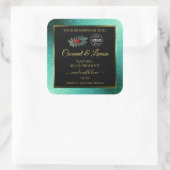 ティール(緑がかった色)グリッターと黒い製品ラベルLadybugロゴ スクエアシール (バッグ)