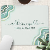 ティール（緑がかった色）グリッターアゲートジオデラックスシック マウスパッド