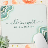 ティール（緑がかった色）グリッターアゲートジオデラックスシック マウスパッド