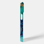 ティール（緑がかった色）グリッターアルコールインク背景 Case-Mate iPhoneケース (裏面 / 右)