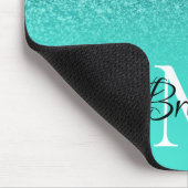 ティール(緑がかった色)グリッターグラデーションモノグラパーソナライズされたム マウスパッド (コーナー)