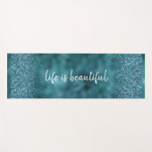 ティール（緑がかった色）グリッターグリッツスパークルグラムパーソナライズされた引用文 ヨガマット (正面(横))