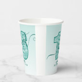 ティール（緑がかった色）グリッタースクリプトスウィート16第16誕生日 紙コップ (左)