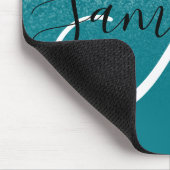 ティール（緑がかった色）グリッタースパグラデーションクルモノグラム マウスパッド (コーナー)