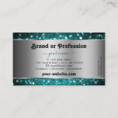 ティール（緑がかった色）グリッタースパークルスターズシルバーデコールパーフェクト 名刺 (裏面)